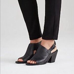 Eileen Fisher 'Glance' Sandal Women’s Black Size 11 Vacchetta Leather Peep Toe